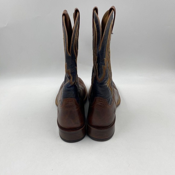 Ariat mens 9.5EE plan gingersnap brown leather black uppers square soft toe boot - Picture 5 of 8